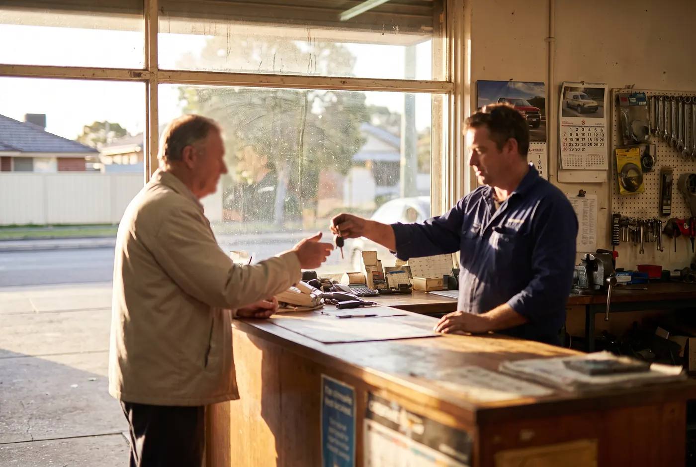 Keys handed back across the front counter at ADM Motors