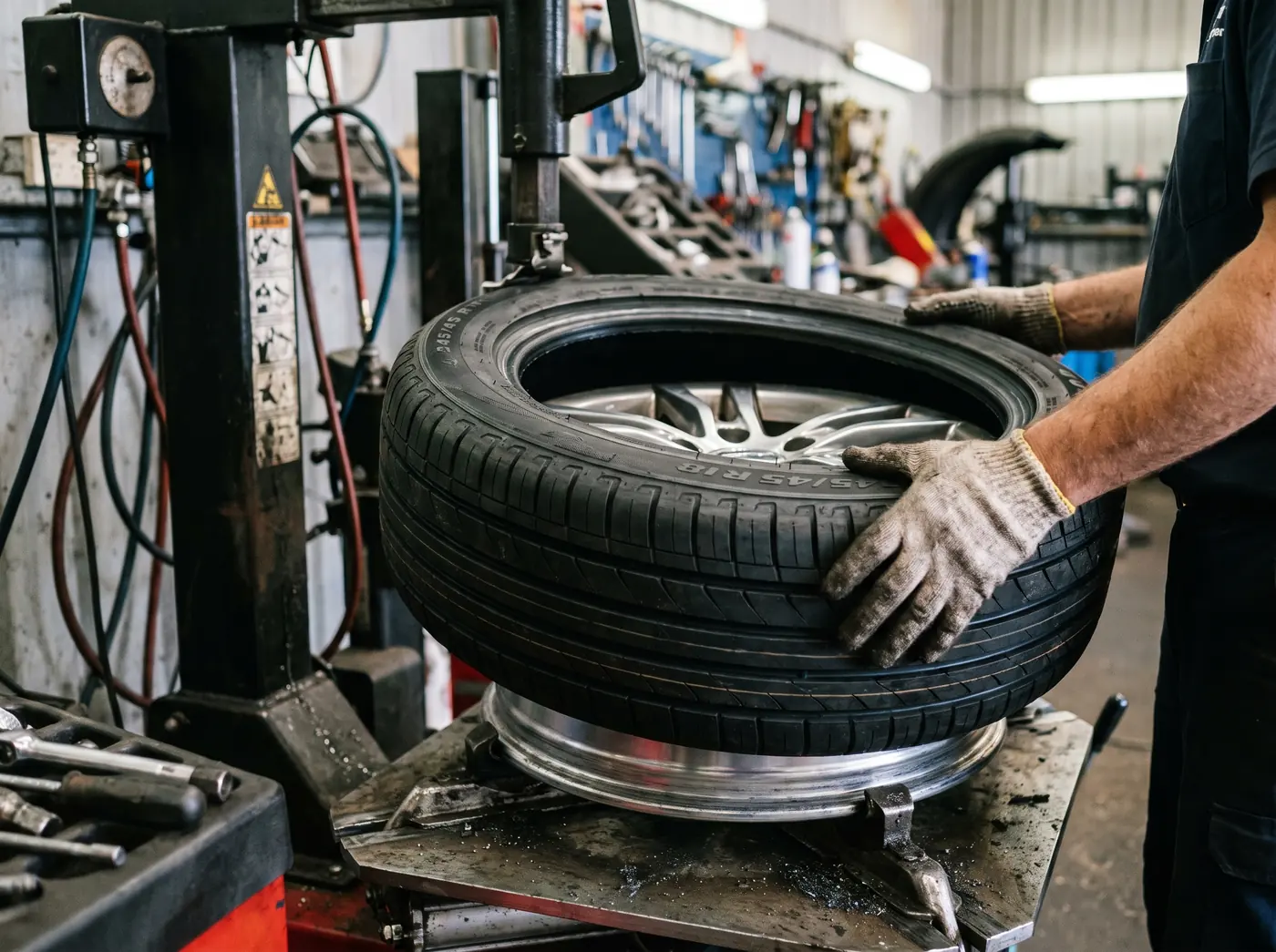 New tyre going on at ADM Motors